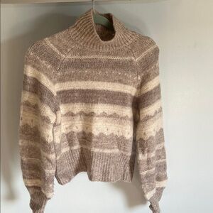 Abercrombie & Fitch Striped Turtleneck Sweater - Brown and Cream